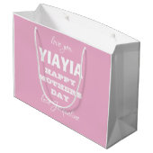 Gelukkige Moederdag Oma YIAYIA Naam Schattige Roze Groot Cadeauzakje (Achterkant Gekanteld)