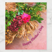 Gelukkige moederdag, op maat gemaakt wijn etiket (Enkel label)