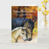 Gelukkige Moederdag Paard Ruiter Kaart (Gele Bloem)