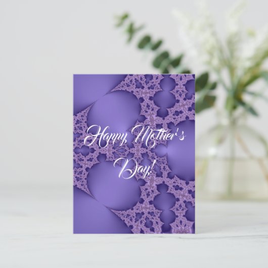 Gelukkige moederdag, paarse fractal briefkaart (Staand voorkant)