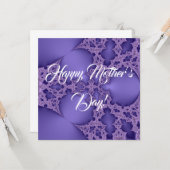 Gelukkige moederdag, paarse fractal kaart (Voorkant / Achterkant in situ)
