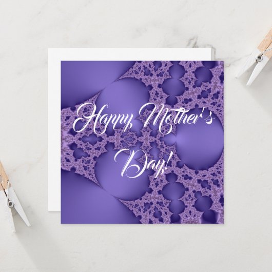 Gelukkige moederdag, paarse fractal kaart (Voorkant / Achterkant in situ)
