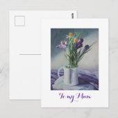 Gelukkige Moederdag paarse krokus bloemenschilderi Briefkaart (Voorkant / Achterkant)