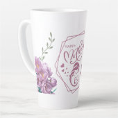 Gelukkige Moederdag Paarse Ontwerp Latte Mok (Linkerhoek)