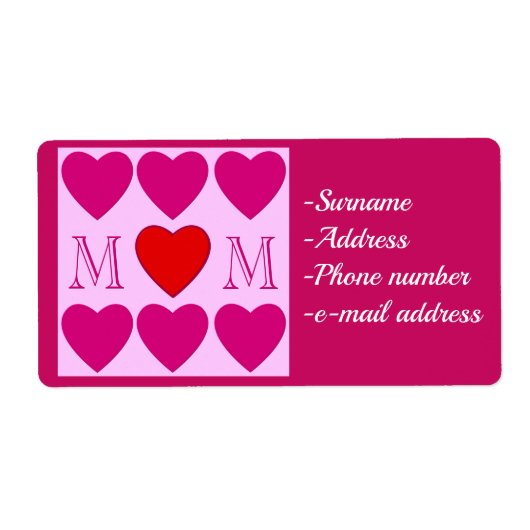 Gelukkige moederdag, personaliseren etiket (Voorkant)