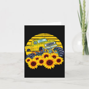 Gelukkige Moederdag peuter zonnebloem monstertruck Kaart