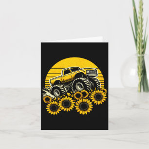 Gelukkige moederdag peuter zonnebloem monstertruck kaart