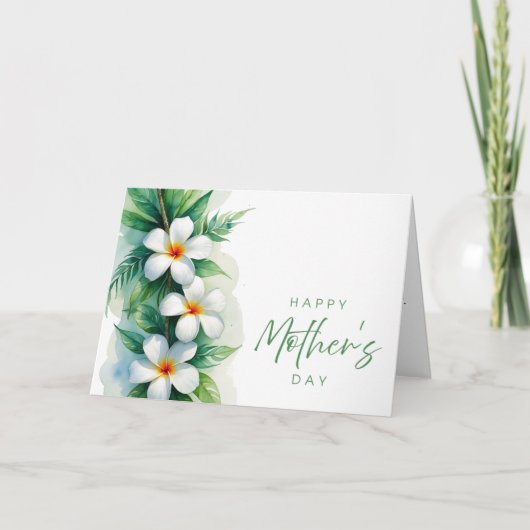 Gelukkige Moederdag Plumeria & Maile Lei Bedankkaart (Voorkant)