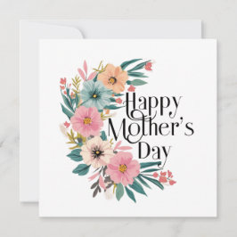 Gelukkige Moederdag Rechterkant Bloemen Perzik Roz Feestdagenkaart