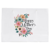 Gelukkige Moederdag Rechterkant Bloemen Perzik Roz Groot Cadeauzakje (Achterkant)