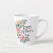 Gelukkige Moederdag Rechterkant Bloemen Perzik Roz Latte Mok (Rechts)