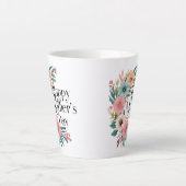 Gelukkige Moederdag Rechterkant Bloemen Perzik Roz Latte Mok (Voorkant)