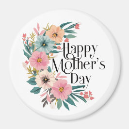 Gelukkige Moederdag Rechterkant Bloemen Perzik Roz Magneet