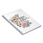 Gelukkige Moederdag Rechterkant Bloemen Perzik Roz Notitieboek (Rechterzijde)