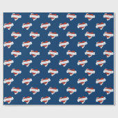Gelukkige Moederdag Rode Harten & Vlag Blauw Cadeaupapier (Vlak)