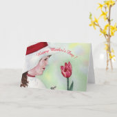 GELUKKIGE MOEDERDAG RODE TULP KAART (Gele Bloem)