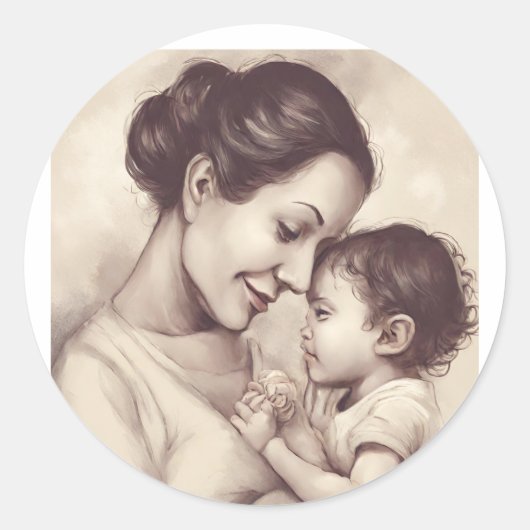 Gelukkige Moederdag Ronde Sticker (Voorkant)