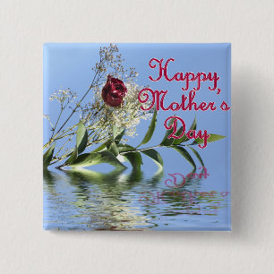 Gelukkige Moederdag Rosy Reflection Vierkante Button 5,1 Cm