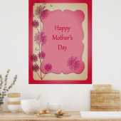 Gelukkige Moederdag Roze Afwerking en Paardenbloem Poster (Keuken)