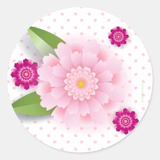 Gelukkige Moederdag! Roze Bloem Decoratie Ronde Sticker (Voorkant)