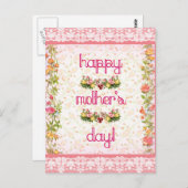 Gelukkige Moederdag  roze kantstijl Briefkaart (Voorkant / Achterkant)