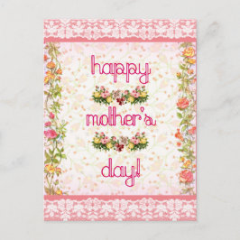 Gelukkige Moederdag  roze kantstijl Briefkaart