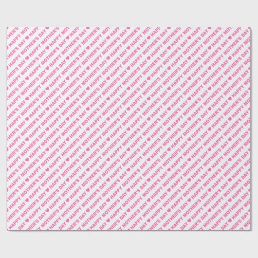 Gelukkige Moederdag Roze op Witte Inpakpapier (Vlak)