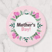 Gelukkige Moederdag Roze Tulpen Bedankjes Labels (Voorkant)