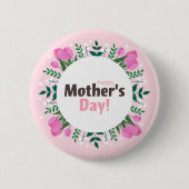 Gelukkige Moederdag  Roze Tulpen  Ronde Button 5,7 Cm (Voorkant)