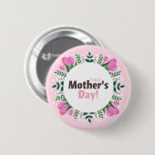 Gelukkige Moederdag  Roze Tulpen  Ronde Button 5,7 Cm (Voorkant /achterkant)