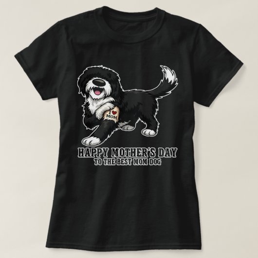 Gelukkige Moederdag Sheepadoodle Moeder Hond T-shirt (Design voorkant)