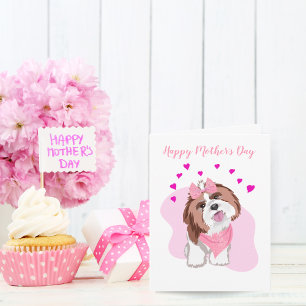 Gelukkige Moederdag Shih-Tzu Met Hartjes Kaart