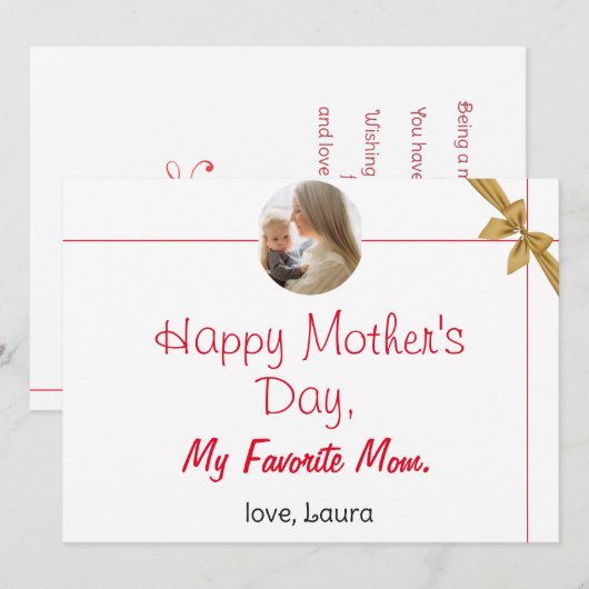 Gelukkige Moederdag simpele zoete mama & baby foto Feestdagenkaart (Voorkant / Achterkant)