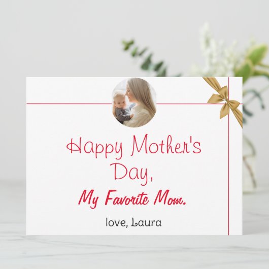 Gelukkige Moederdag simpele zoete mama & baby foto Feestdagenkaart (Staand voorkant)