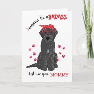 Gelukkige Moederdag Stoere Zwarte Labradoodle Hond Kaart
