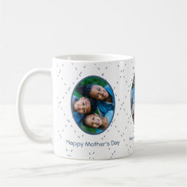 Gelukkige Moederdag Stofblauw en Wit Koffiemok