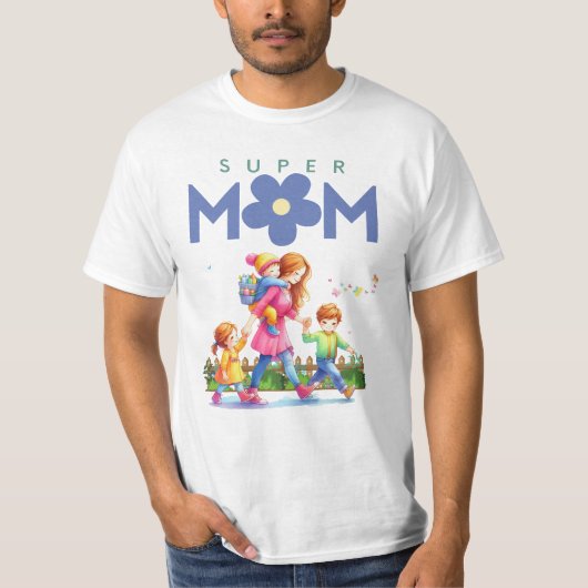 Gelukkige moederdag - Super mam T-shirt (Voorkant)