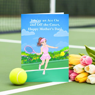 Gelukkige Moederdag Tennis Speler Moeder Kaart