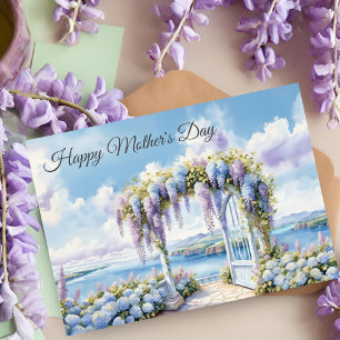 Gelukkige Moederdag Tuin Van Wisteria Aquarel Kaart