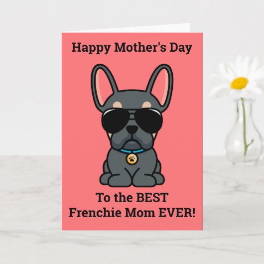 Gelukkige Moederdag van Dog Blue Tan Frenchie Kaart (Kleine Plant)