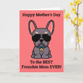 Gelukkige Moederdag van Dog Lilac Tan Frenchie Kaart (Gele Bloem)