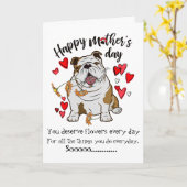 Gelukkige Moederdag van je Bulldog Hond Kaart (Gele Bloem)