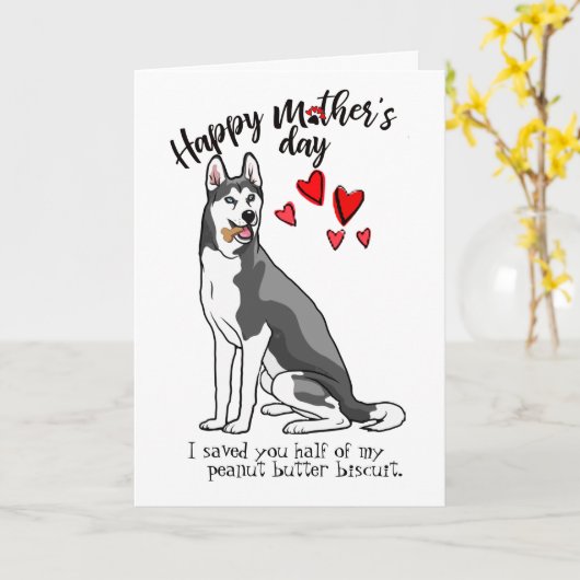 Gelukkige Moederdag van je Siberische Husky Dog Kaart (Gele Bloem)