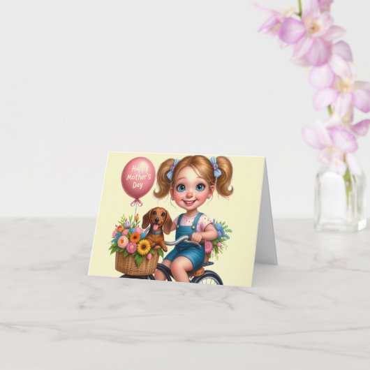 Gelukkige Moederdag Van Meisje Kaart (Orchidee)