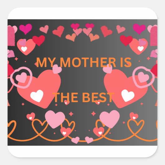 GELUKKIGE MOEDERDAG  VIERKANTE STICKER (Voorkant)