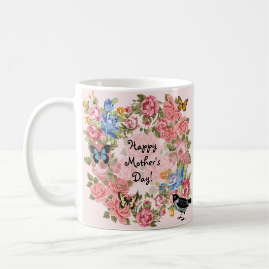 Gelukkige Moederdag Vintage Rozen Koffiemok (Links)