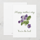 Gelukkige Moederdag Violets Flat Vakantiekaart Feestdagenkaart (Voorkant / Achterkant)