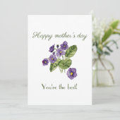 Gelukkige Moederdag Violets Flat Vakantiekaart Feestdagenkaart (Staand voorkant)