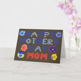 Gelukkige Moederdag Viooltjes En Klaprozen Lettert Kaart