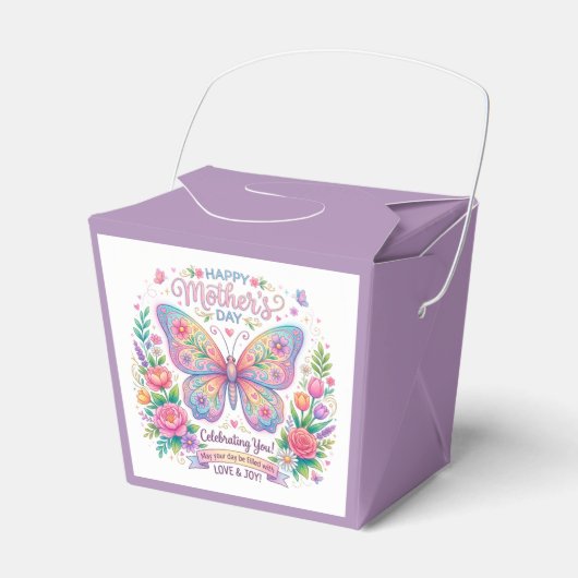 Gelukkige Moederdag Vlinder Bloemendesign Bedankdoosjes (Voorkant Zijde)